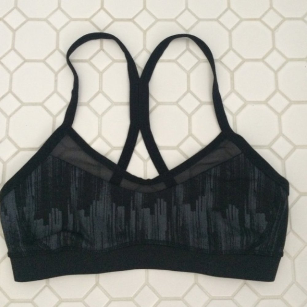 Lulu Power Y Black and Silver Sports Bra